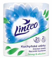 Kuchyňské utěrky, 2 role, 2 vrstvy, celulóza, bílé