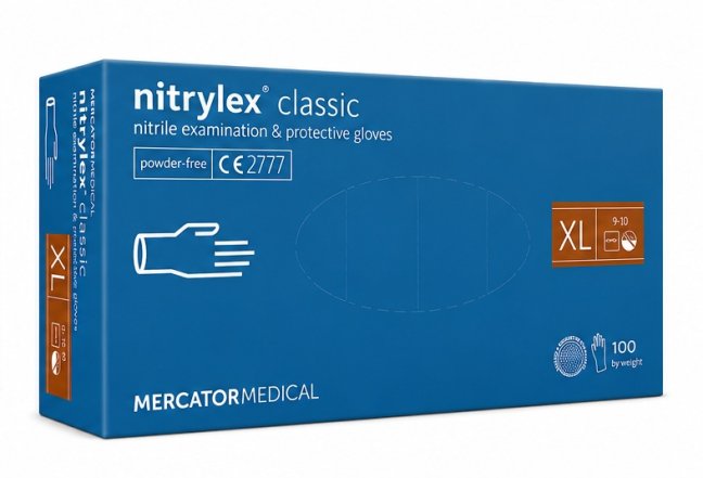 Nitrilové rukavice Mercator Medical, 100 ks, modré - Velikost: M Nitrilové rukavice Mercator Medical, 100 ks, modré - Velikost: M
